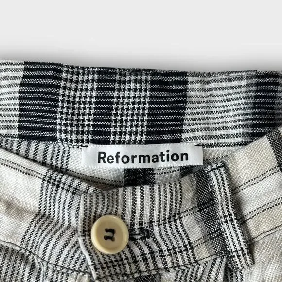 Reformation Vesta Linen Plaid Pant Chelsea Size 4 - Picture 4 of 8